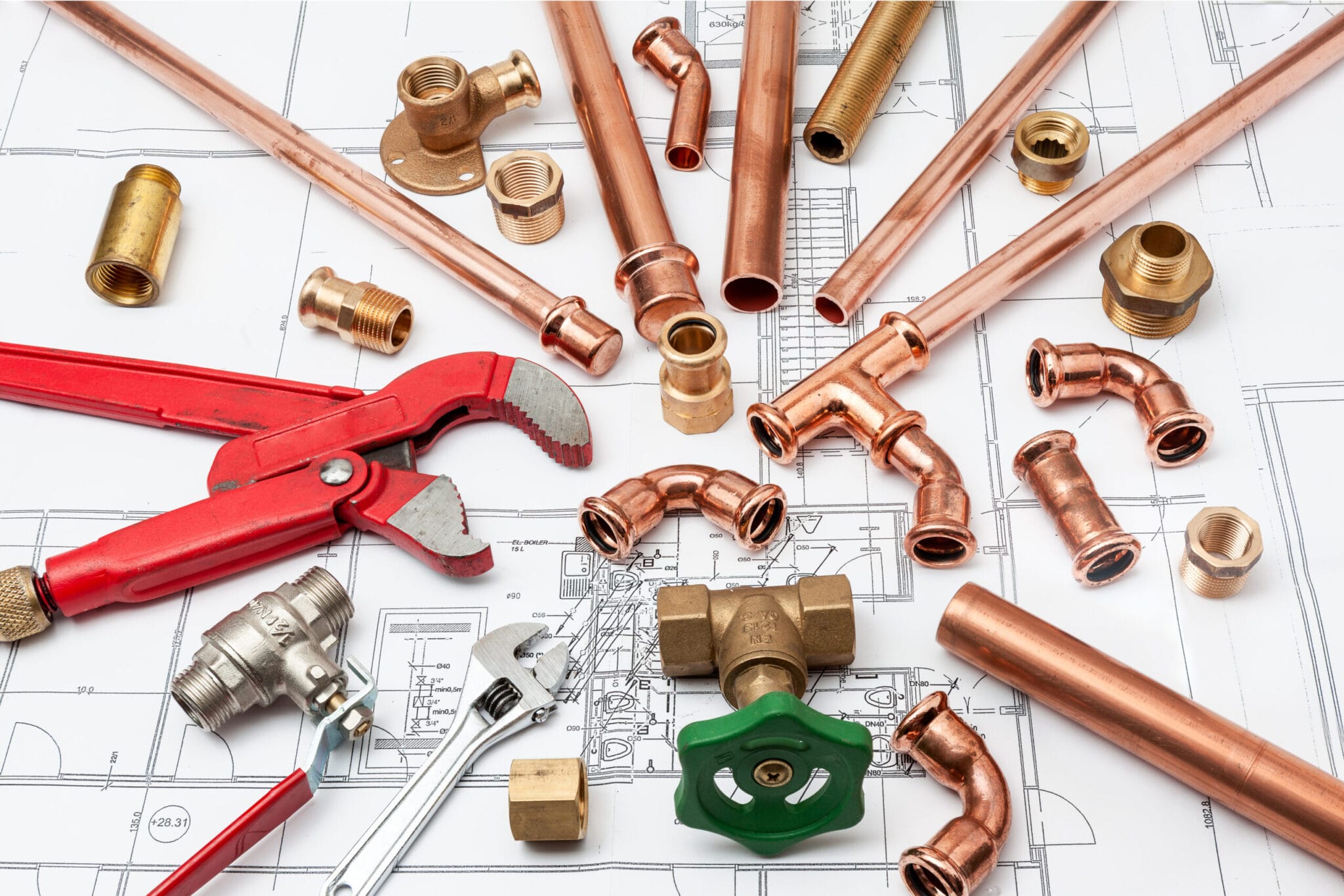 Copper pipe fittings and plumbing parts for North Miami Beach, Florida repairs