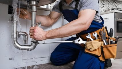 Technician using electronic equipment to detect a plumbing leak in North Miami Beach